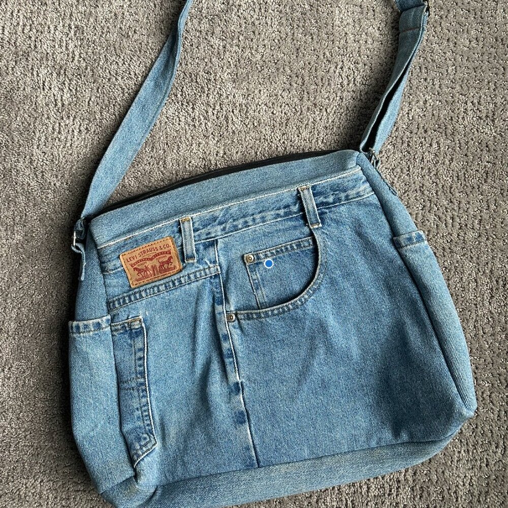 Handmade denim over the shoulder bag
